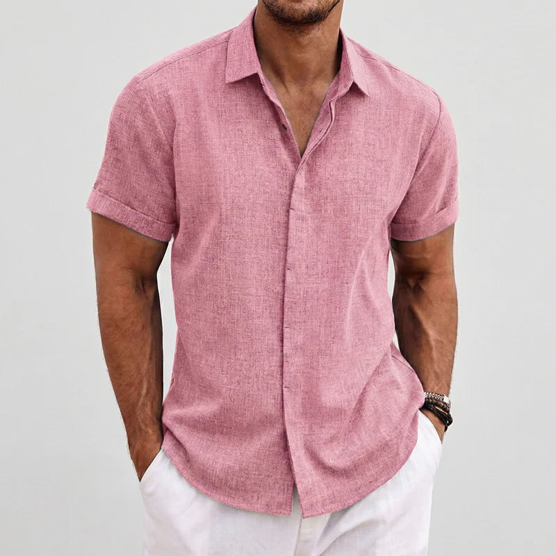 Aldric Men's Linen Short Sleeve Shirt | Lightweight Casual Summer Button-Up