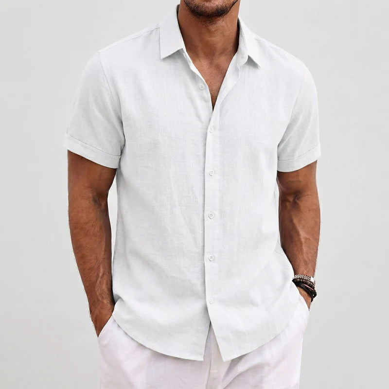 Aldric Men's Linen Short Sleeve Shirt | Lightweight Casual Summer Button-Up