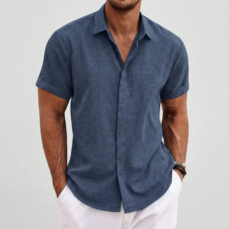 Aldric Men's Linen Short Sleeve Shirt | Lightweight Casual Summer Button-Up