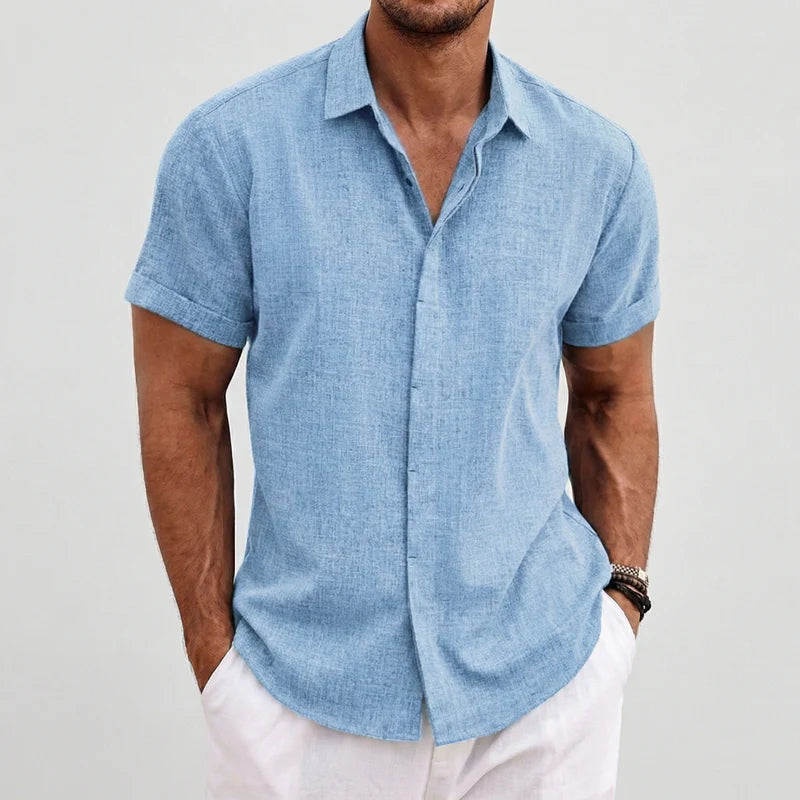 Aldric Men's Linen Short Sleeve Shirt | Lightweight Casual Summer Button-Up