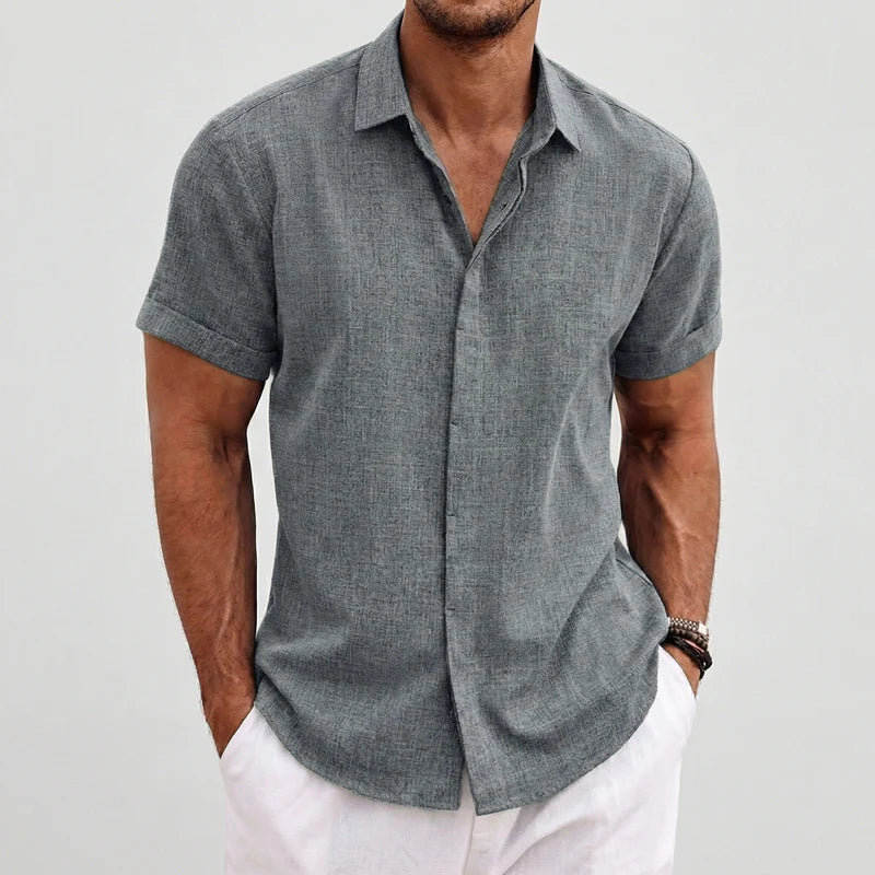 Aldric Men's Linen Short Sleeve Shirt | Lightweight Casual Summer Button-Up