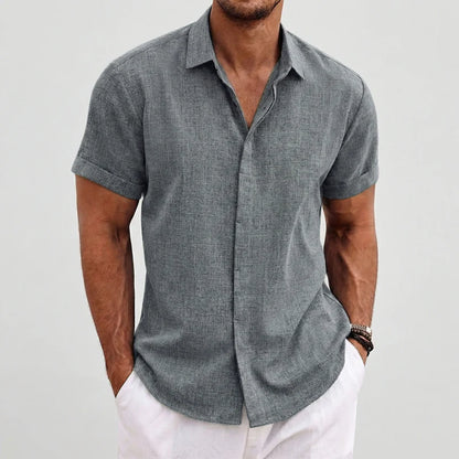 Aldric Men's Linen Short Sleeve Shirt | Lightweight Casual Summer Button-Up