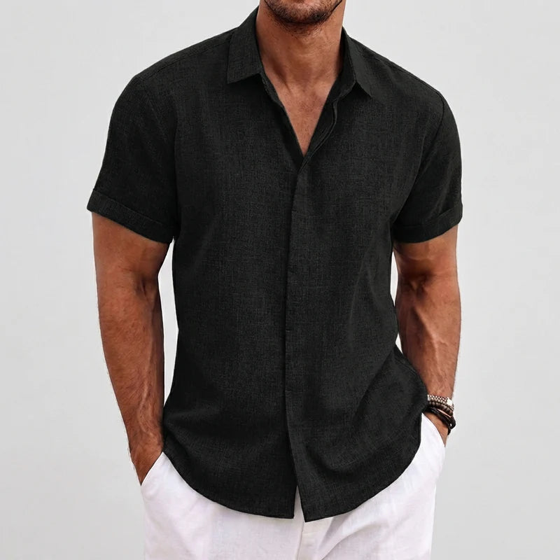 Aldric Men's Linen Short Sleeve Shirt | Lightweight Casual Summer Button-Up