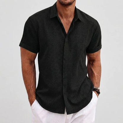 Aldric Men's Linen Short Sleeve Shirt | Lightweight Casual Summer Button-Up