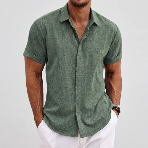 Aldric Men's Linen Short Sleeve Shirt | Lightweight Casual Summer Button-Up