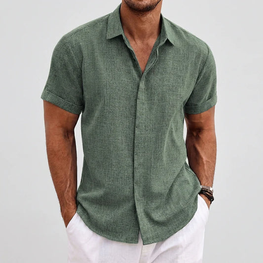 Aldric Men's Linen Short Sleeve Shirt | Lightweight Casual Summer Button-Up
