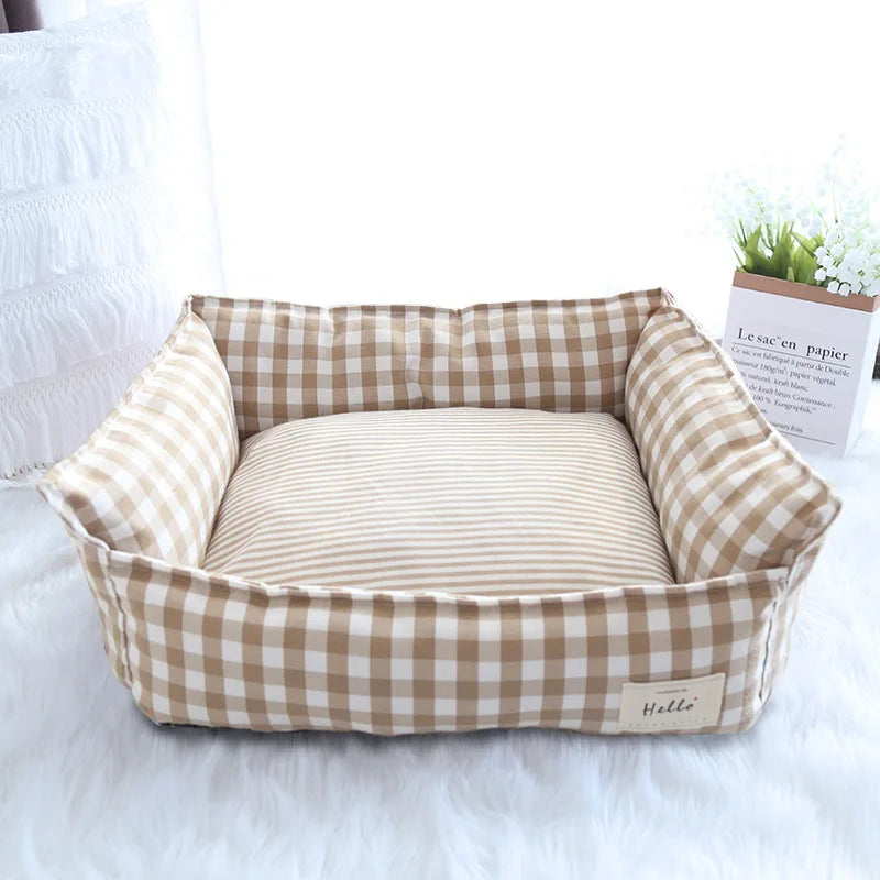 The CloudBed Cotton Pet Sofa Bed – Breathable Striped Dog Bed for Small to Medium Pets