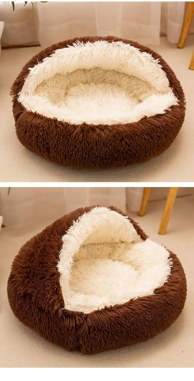 The CloudBed 2-in-1 Plush Covered Pet Bed – Cozy Round Dog Nest