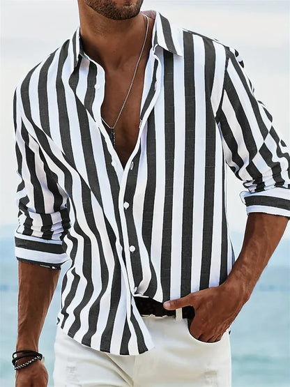 Harlen Men's Linen Shirt | Breathable Striped Button-Up Summer Shirt