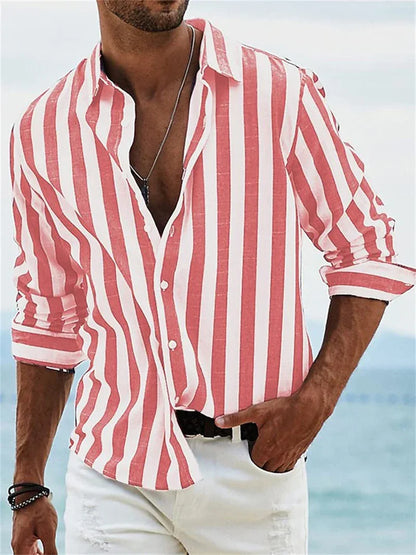 Harlen Men's Linen Shirt | Breathable Striped Button-Up Summer Shirt
