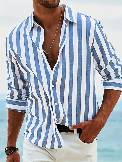 Harlen Men's Linen Shirt | Breathable Striped Button-Up Summer Shirt