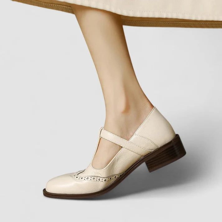 Elowen Women's Leather Mary Jane Flats | Vintage Buckle Comfort Shoes