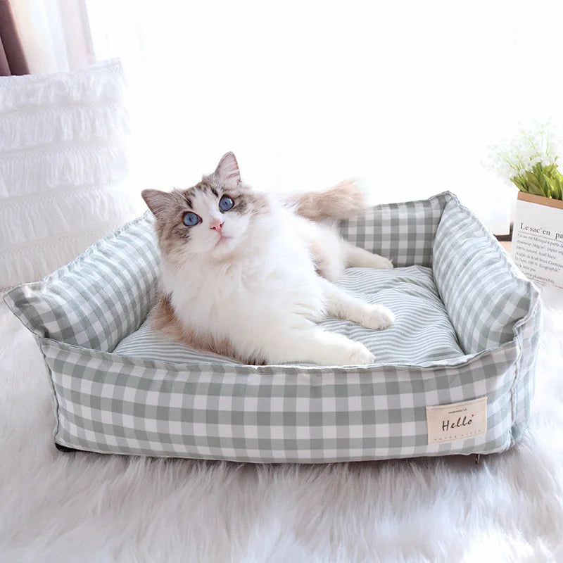 The CloudBed Cotton Pet Sofa Bed – Breathable Striped Dog Bed for Small to Medium Pets