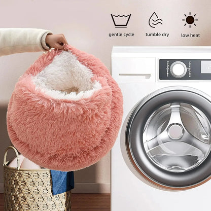 The CloudBed 2-in-1 Plush Covered Pet Bed – Cozy Round Dog Nest