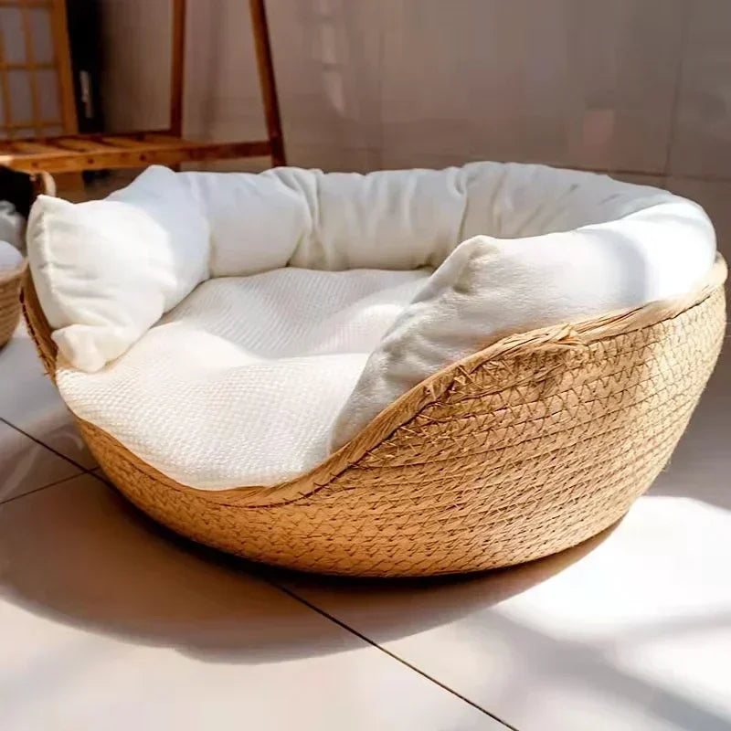 The CloudBed - Eco-Friendly Woven Dog Bed Sofa – Breathable Bamboo Style Pet House for Indoor Dogs & Small Pets