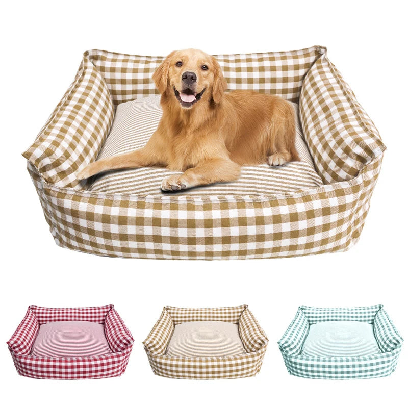 The CloudBed Cotton Pet Sofa Bed – Breathable Striped Dog Bed for Small to Medium Pets