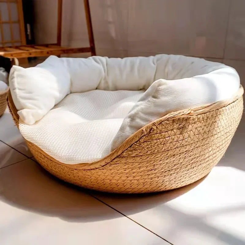 The CloudBed - Eco-Friendly Woven Dog Bed Sofa – Breathable Bamboo Style Pet House for Indoor Dogs & Small Pets
