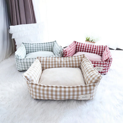 The CloudBed Cotton Pet Sofa Bed – Breathable Striped Dog Bed for Small to Medium Pets