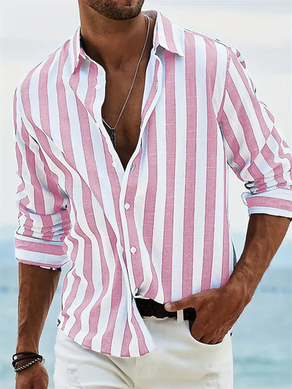 Harlen Men's Linen Shirt | Breathable Striped Button-Up Summer Shirt