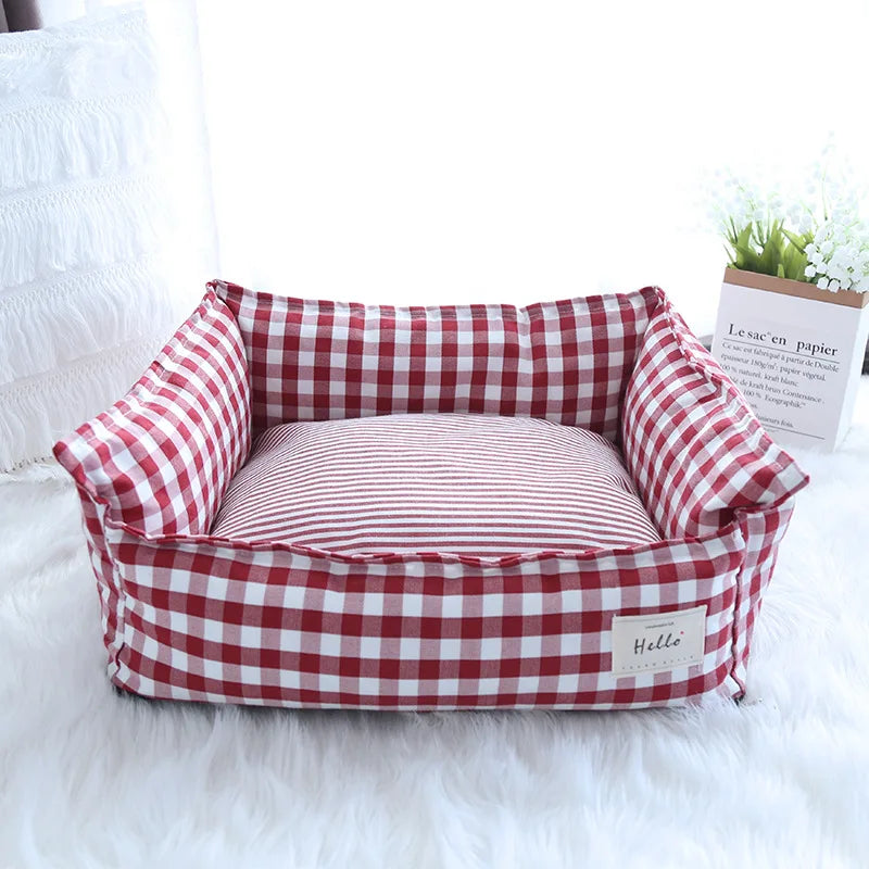 The CloudBed Cotton Pet Sofa Bed – Breathable Striped Dog Bed for Small to Medium Pets