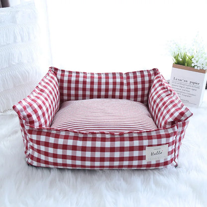 The CloudBed Cotton Pet Sofa Bed – Breathable Striped Dog Bed for Small to Medium Pets