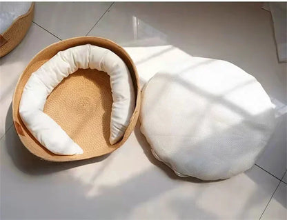 The CloudBed - Eco-Friendly Woven Dog Bed Sofa – Breathable Bamboo Style Pet House for Indoor Dogs & Small Pets