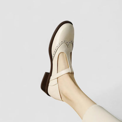 Elowen Women's Leather Mary Jane Flats | Vintage Buckle Comfort Shoes