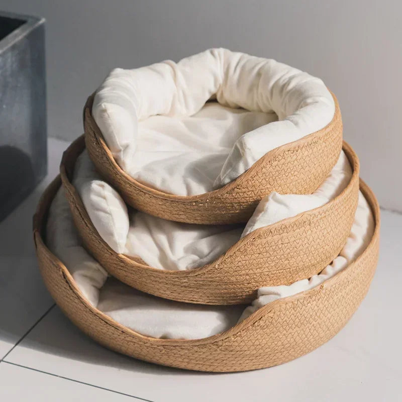 The CloudBed - Eco-Friendly Woven Dog Bed Sofa – Breathable Bamboo Style Pet House for Indoor Dogs & Small Pets