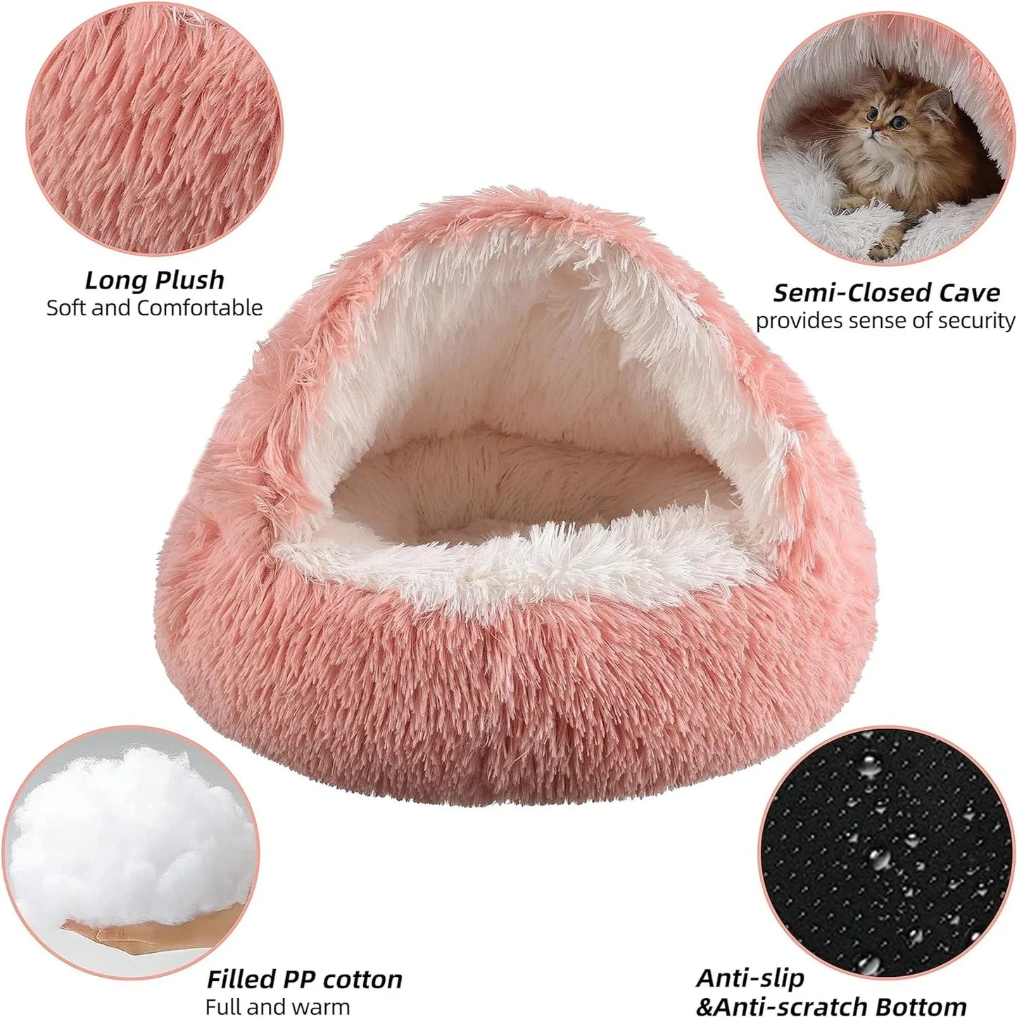 The CloudBed 2-in-1 Plush Covered Pet Bed – Cozy Round Dog Nest