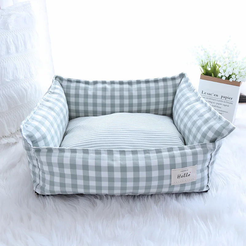 The CloudBed Cotton Pet Sofa Bed – Breathable Striped Dog Bed for Small to Medium Pets