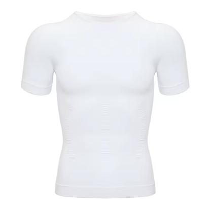 Back pain relief shirt in white close-up detail