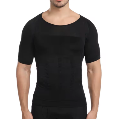 Aiden navy support shirt worn under regular clothing