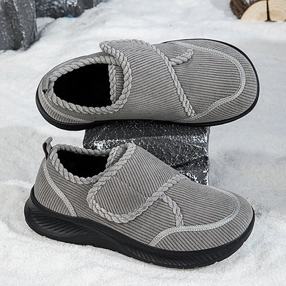 Aldovar unisex winter walking shoes in grey with wide toe box and velcro closure
