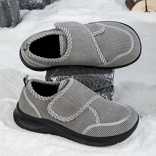 Aldovar unisex winter walking shoes in grey with wide toe box and velcro closure