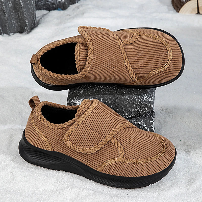 Aldovar winter walking shoes in brown showing warm lining and flexible sole