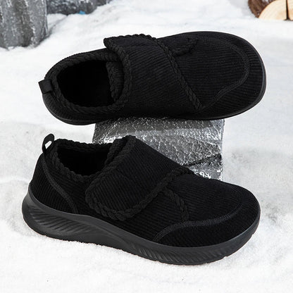 Black Aldovar unisex winter shoes with adjustable velcro strap — side view