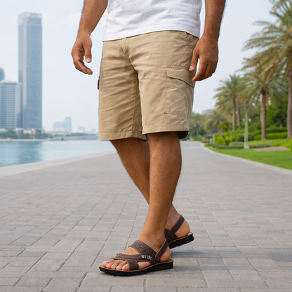 Aldric men's orthopedic sandals with arch support in light brown