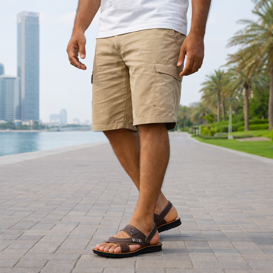 Aldric men's orthopedic sandals with arch support in light brown
