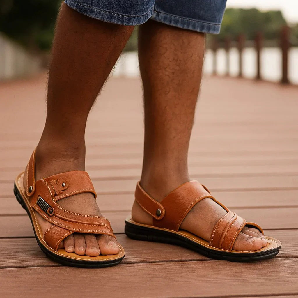 Men's orthopedic sandals with adjustable velcro straps and cushioning sole