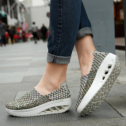 Aria women's active comfort sneakers in green, side view