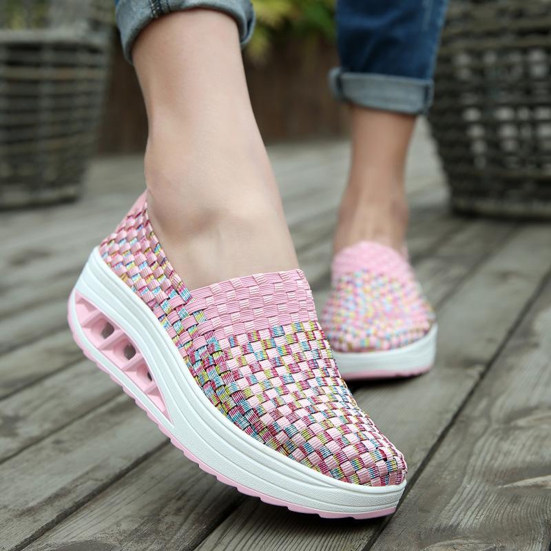 Aria blue women's sneakers, three-quarter angle lifestyle shot