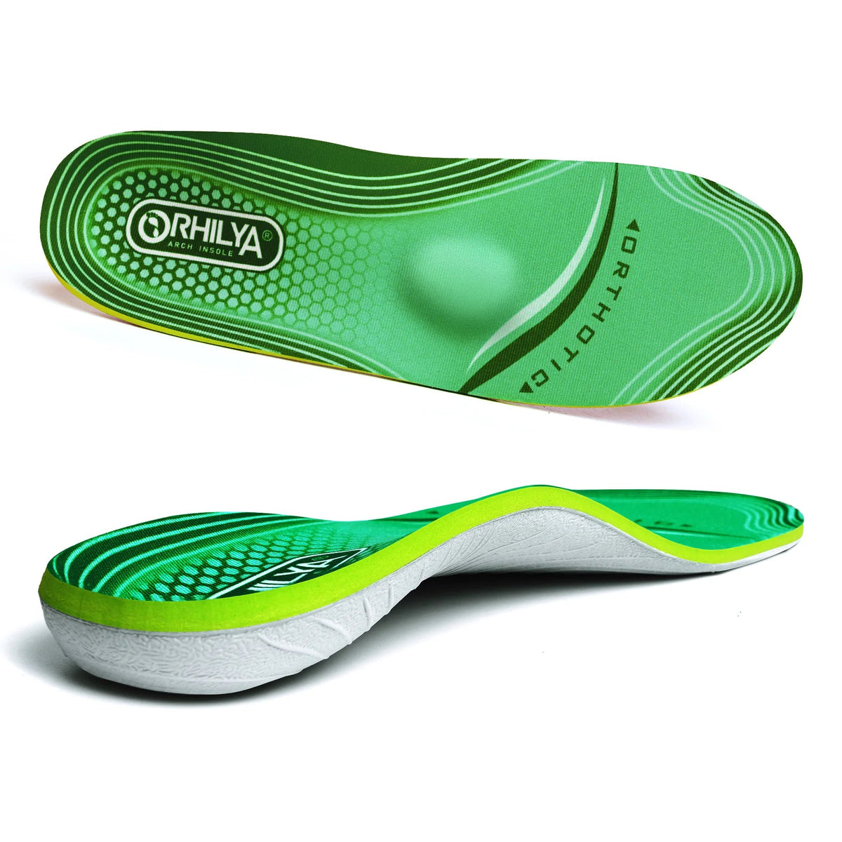 Side view of Arkovia preformed insole showing arch support profile