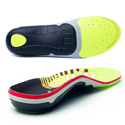 Unisex orthopedic insoles placed inside a walking shoe