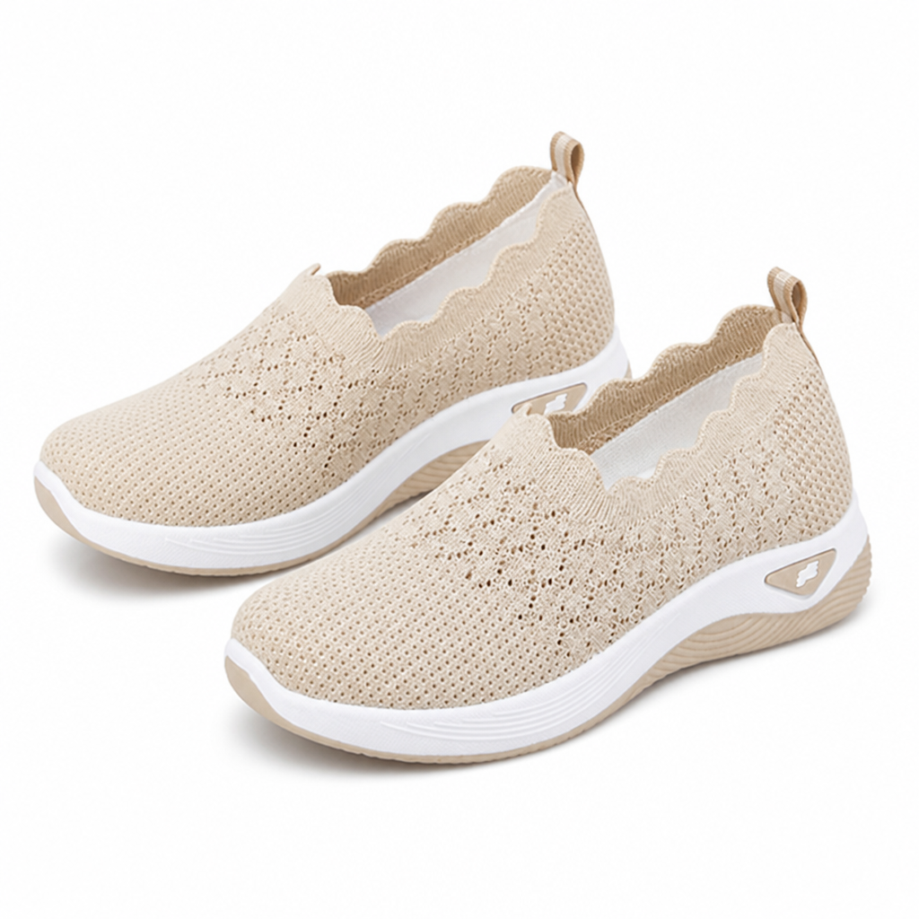 Side view of Breza slip-on sneakers showing lightweight mesh construction