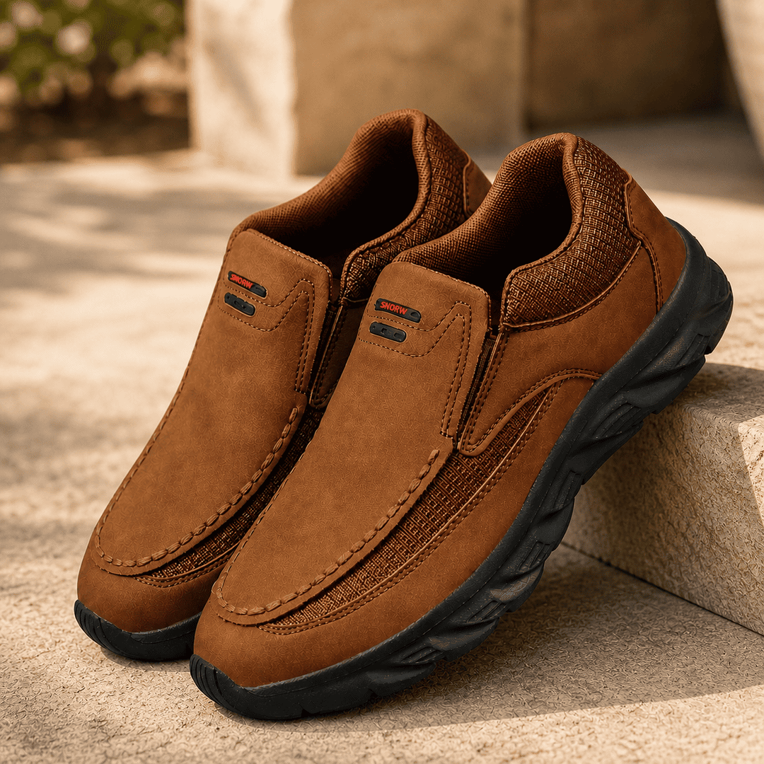 Callum men's slip-on comfort shoes in brown with smooth finish and sturdy sole