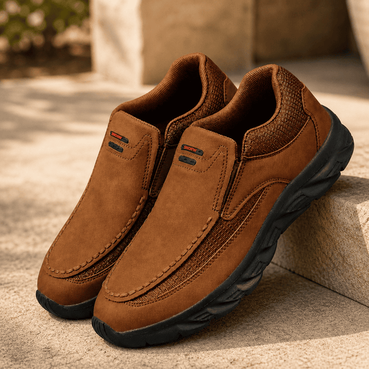 Callum men's slip-on comfort shoes in brown with smooth finish and sturdy sole