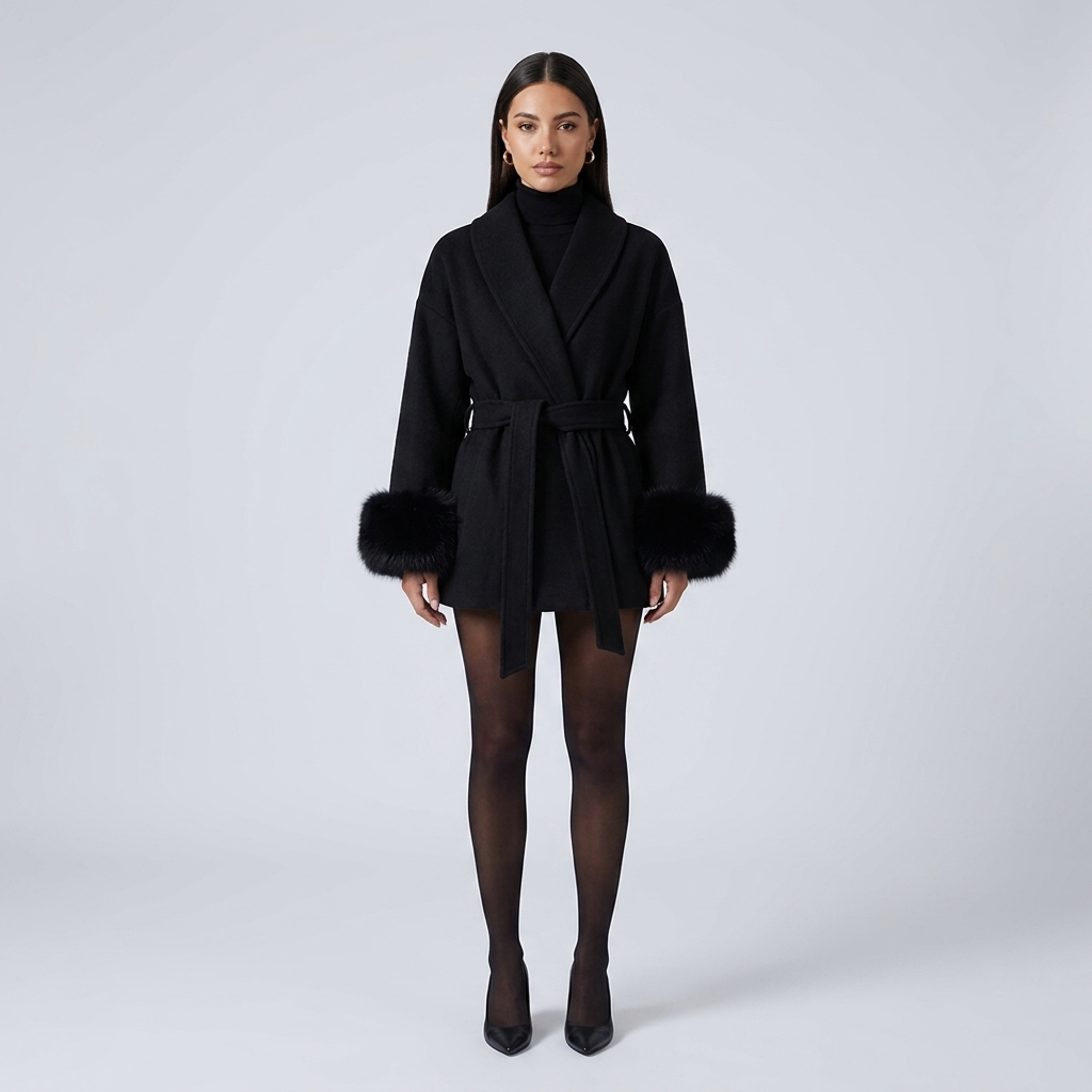 Back view of Celeste women's short coat in pink showing A-line silhouette