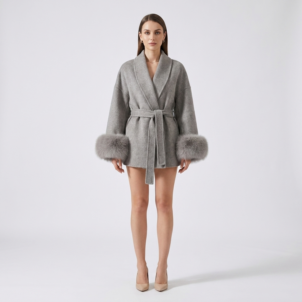 Celeste double-sided wool coat in brown shown from the front