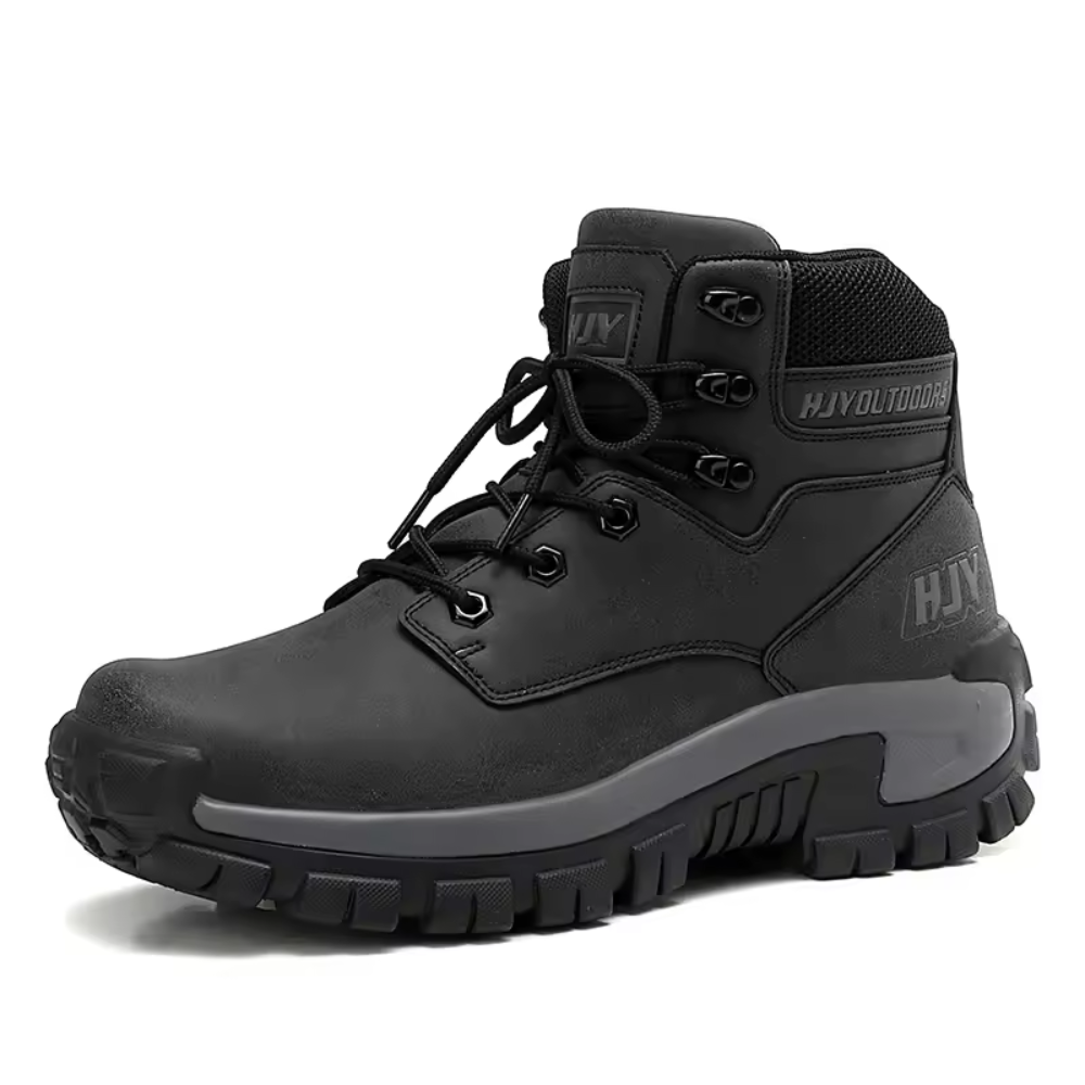 Crestwick men's outdoor hiking boots in black with padded ankle collar