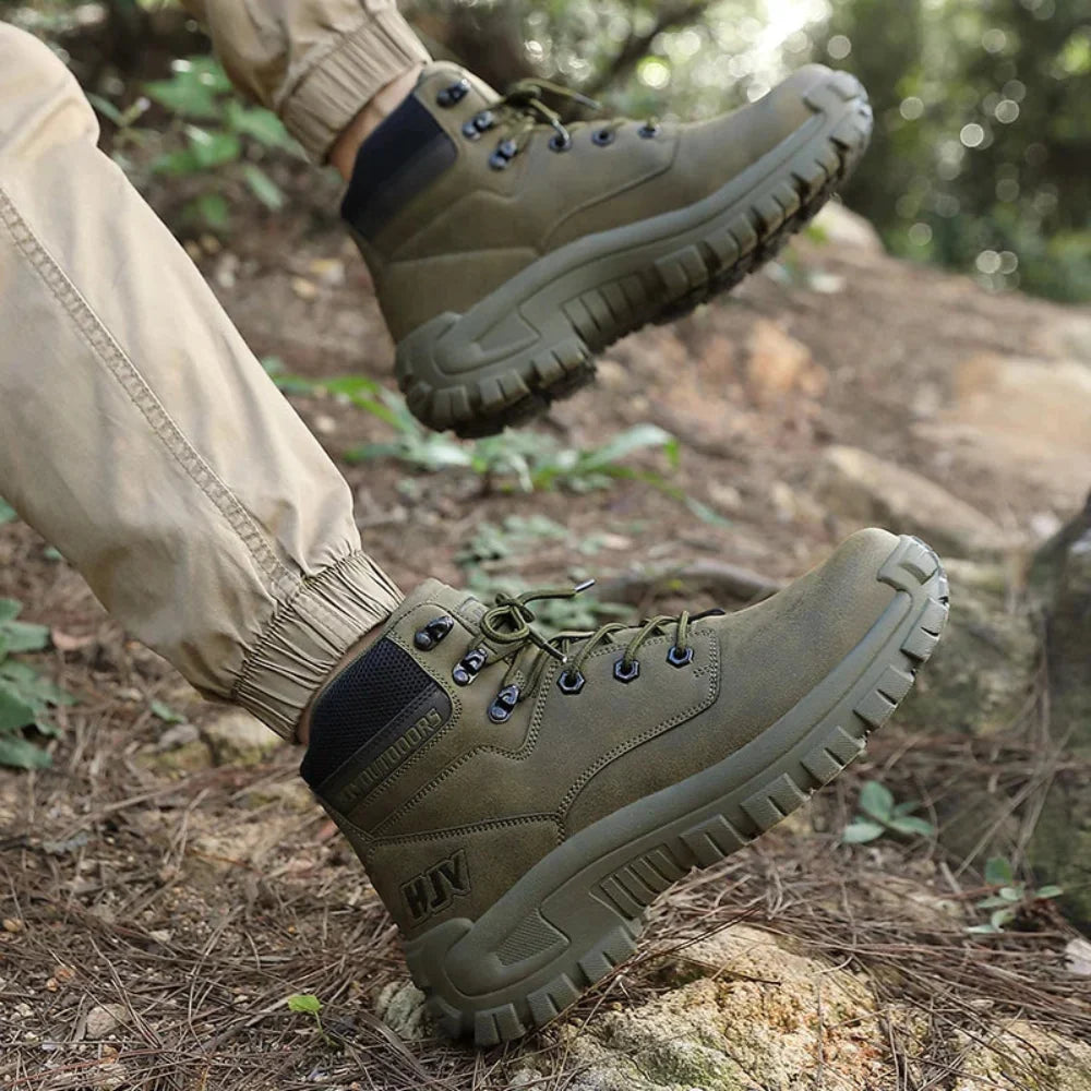 Close-up of the anti-slip tread pattern on Crestwick hiking boot sole
